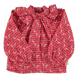Piupiuchick - Floral Patterned Gathered Collar Blouse | Pink