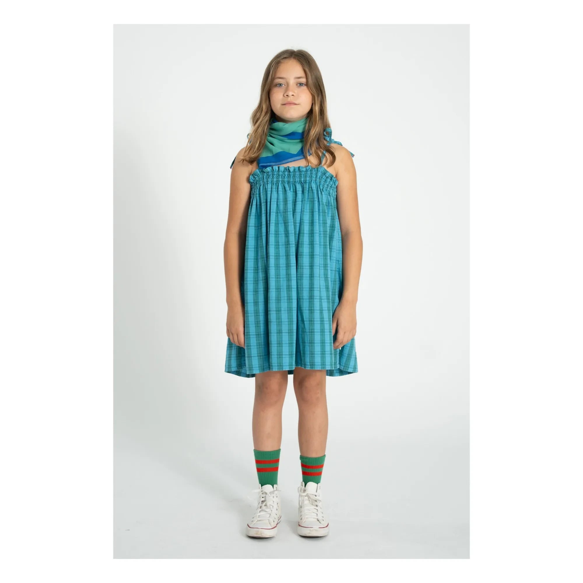 Piupiuchick - Organic Cotton Check Dress | Blue