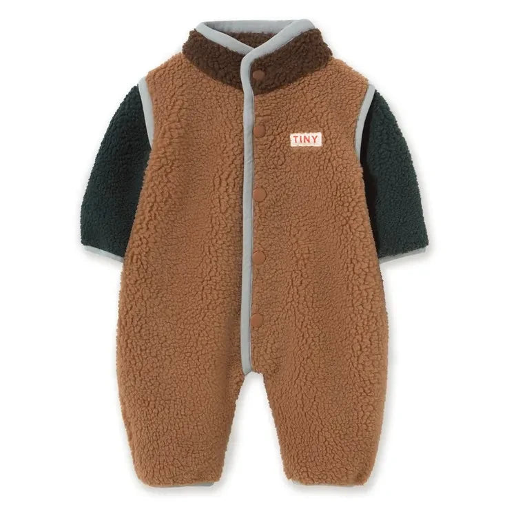 Tinycottons - Sherpa Style Color Blocking Pilot Jacket | Brown