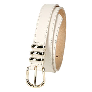 herbert frère soeur - La Iena Leather Belt | White