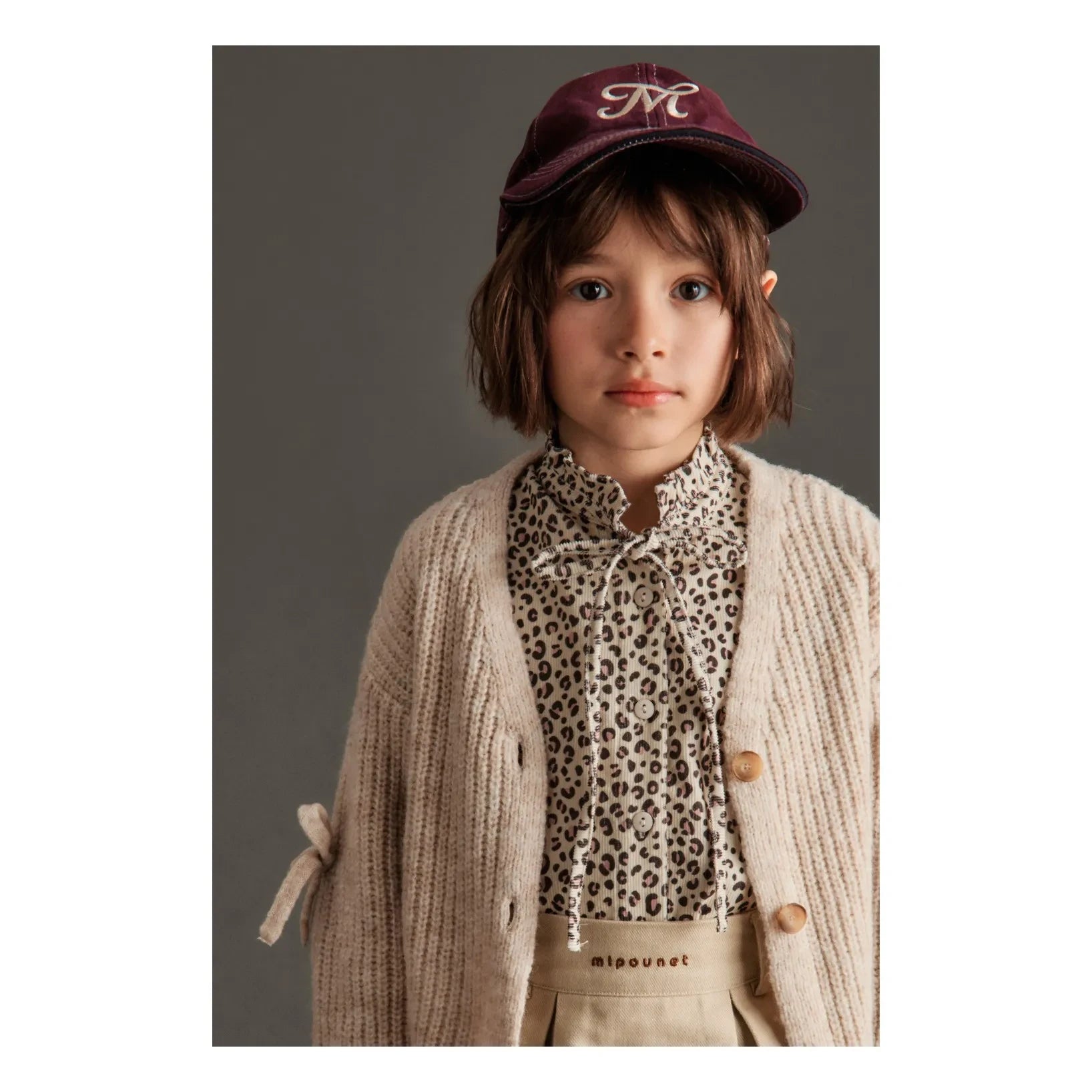 Mipounet - Chloé Leopar Kadife Bluz | Bej