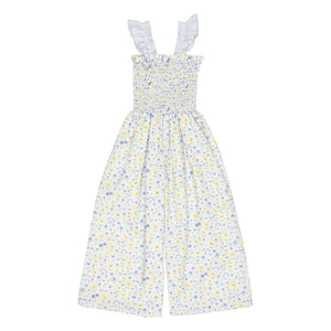 Búho - Seersucker floral print romper | Light blue