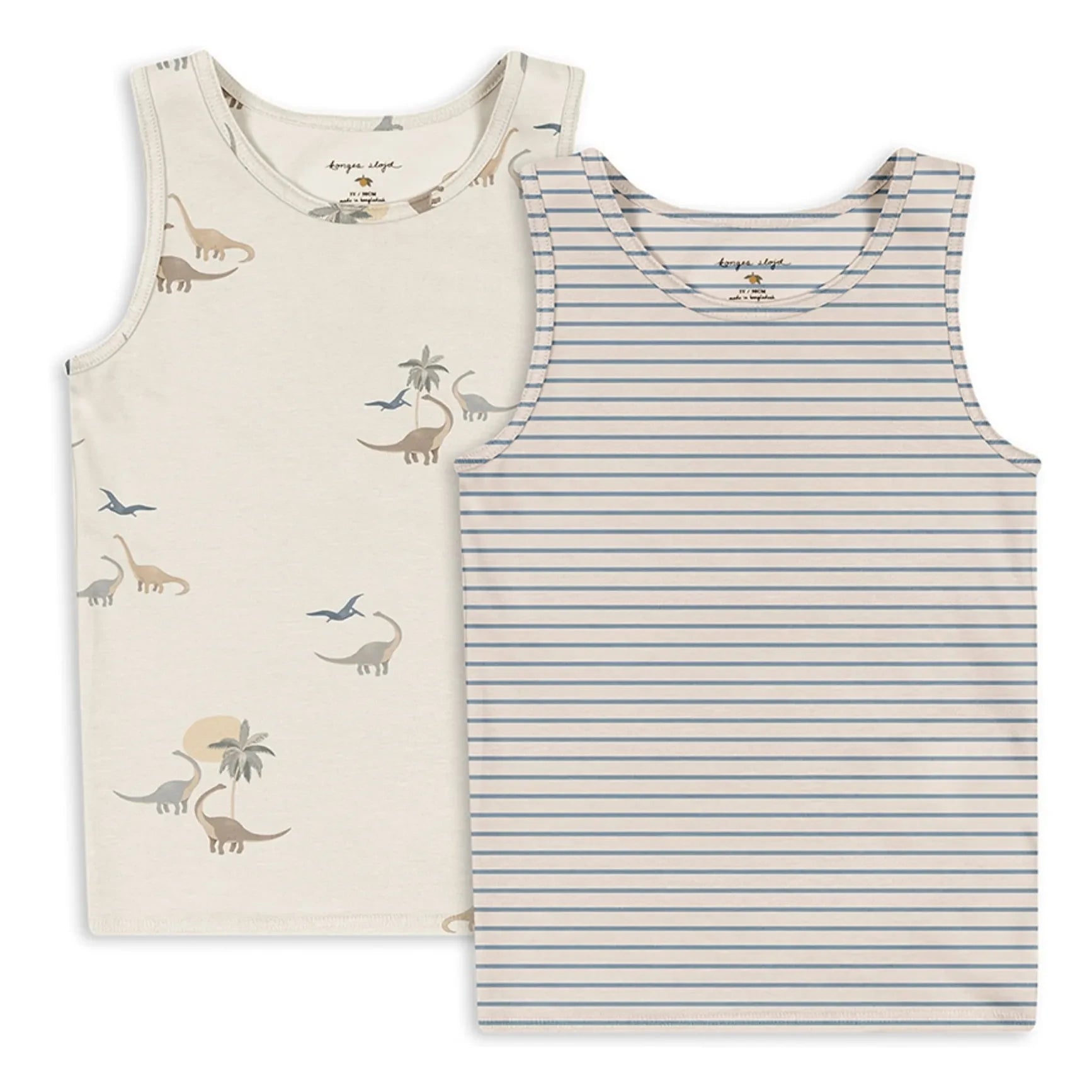 Konges Sløjd - 2-Pack Organic Cotton Dinosaur Tank Top | Beige