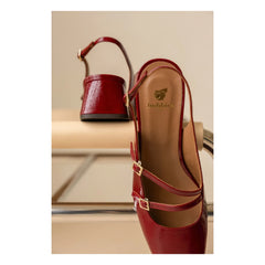 Bobbies - Becca Reddish Leather Mary Jane Shoes | Cherry Red