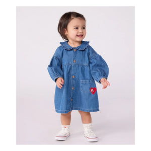 Petit Bateau - Organic Cotton Denim Collar Dress | Denim Blue