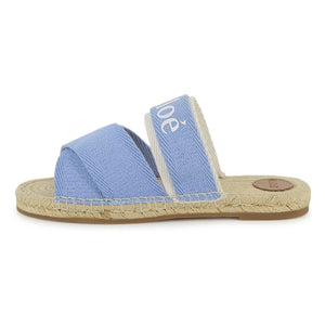 Chloé - Logo Denim Sandals | Blue
