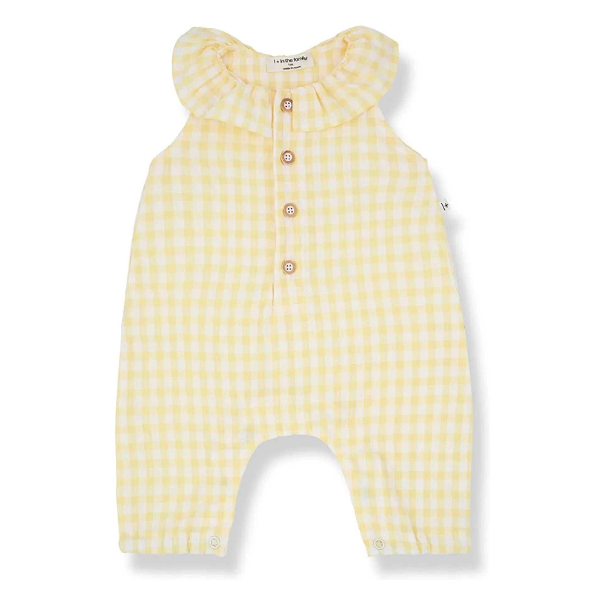 1+ in the family - Egina Vichy Seersucker Overalls | Light Yellow