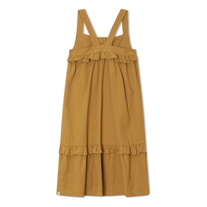 Matona - Mi-Long Ruffle Dress Organic Cotton | Mustard