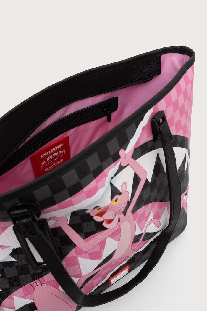 Sprayground - Pink Panther Black Faux Leather Women's Shopping Bag 910T9377NSZ