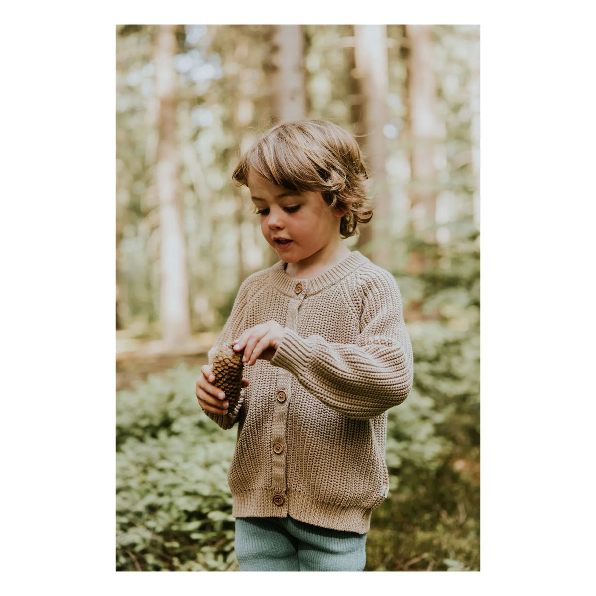 Yuki - Organik Pamuk Raglan Hırka | Bej