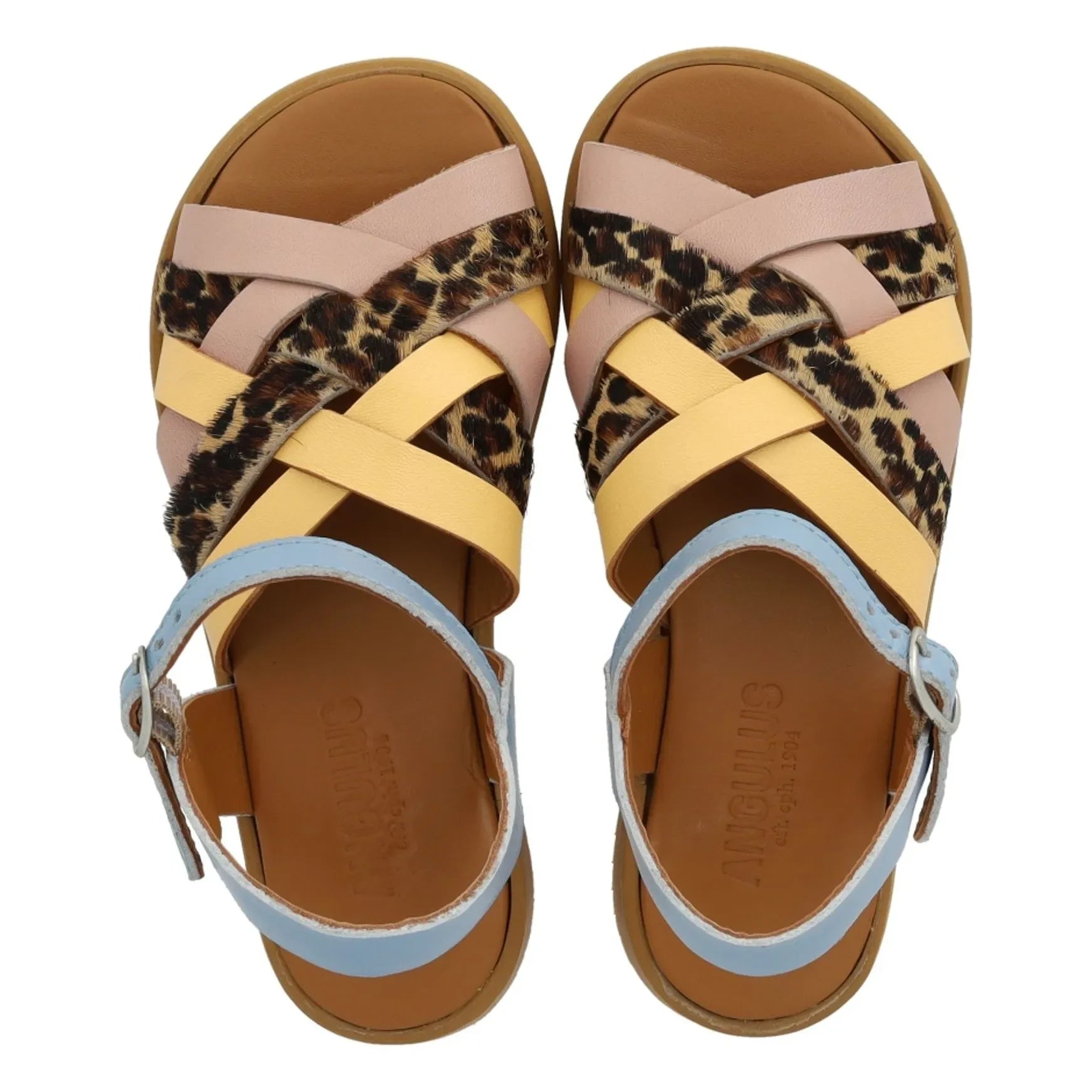 Angulus - Leopard Knitted Sandals | Light Blue