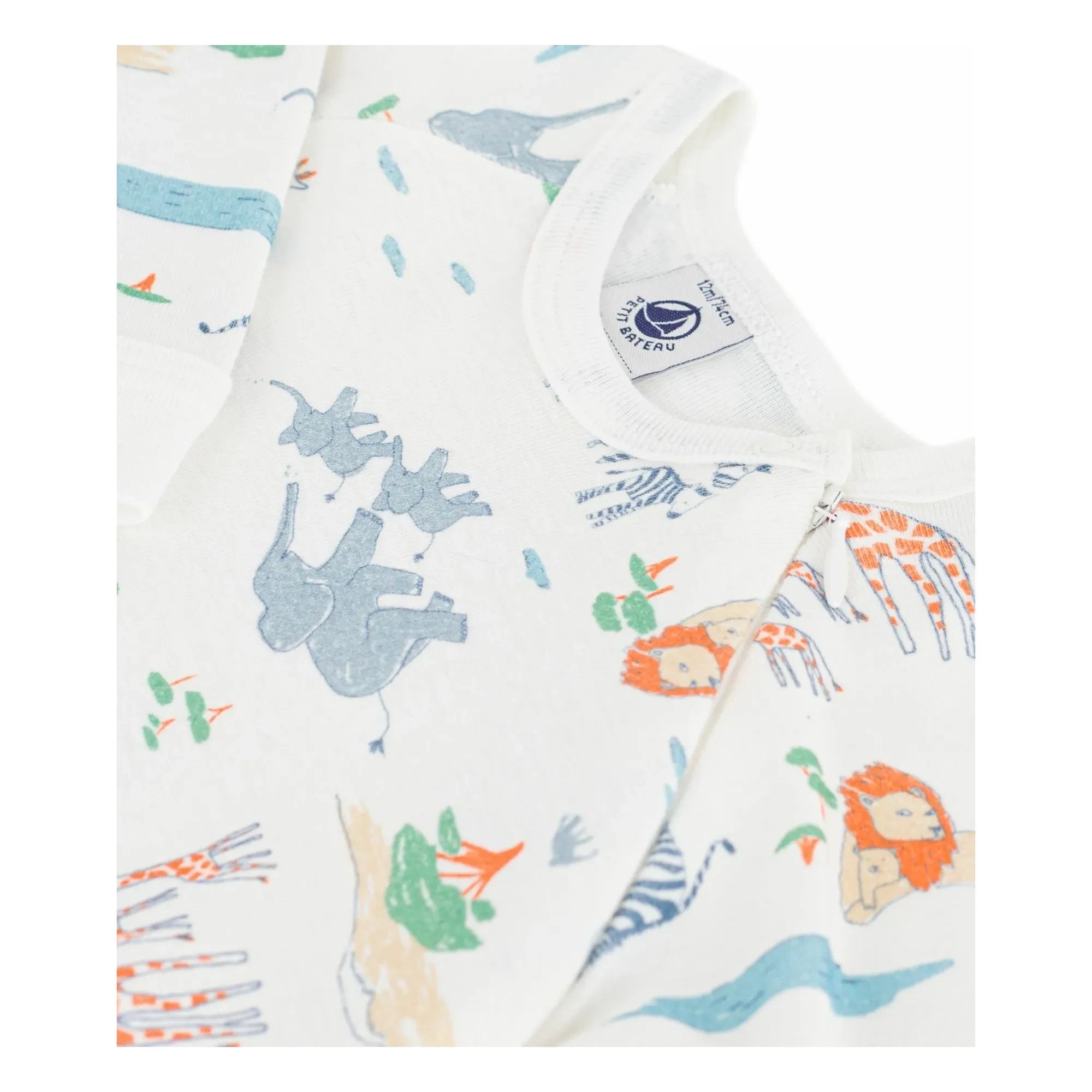 Petit Bateau - Dors Bien Zip Savane Pijama | Beyaz