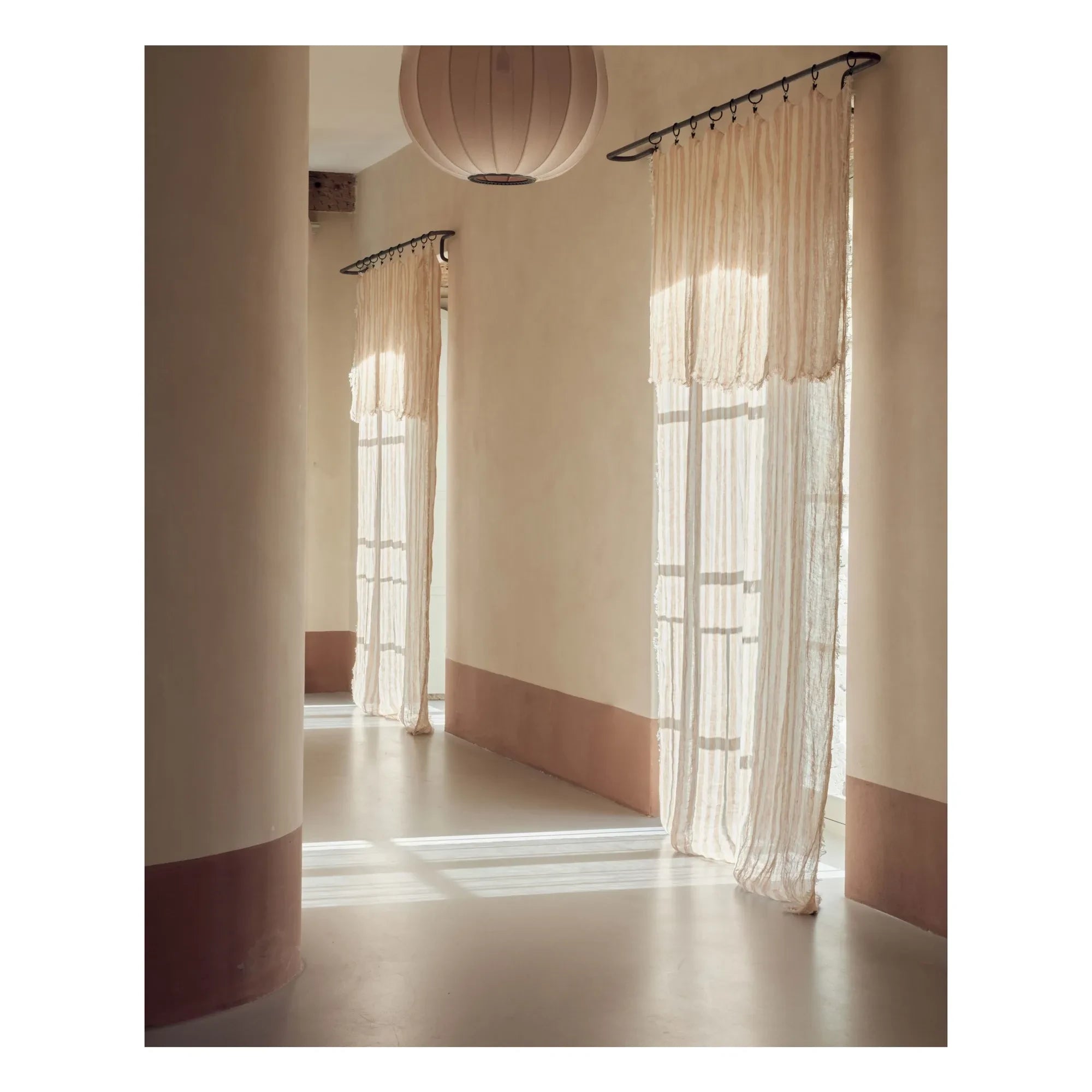 Maison de Vacances - Bayadère keten gazede püsküllü perde | Terracotta