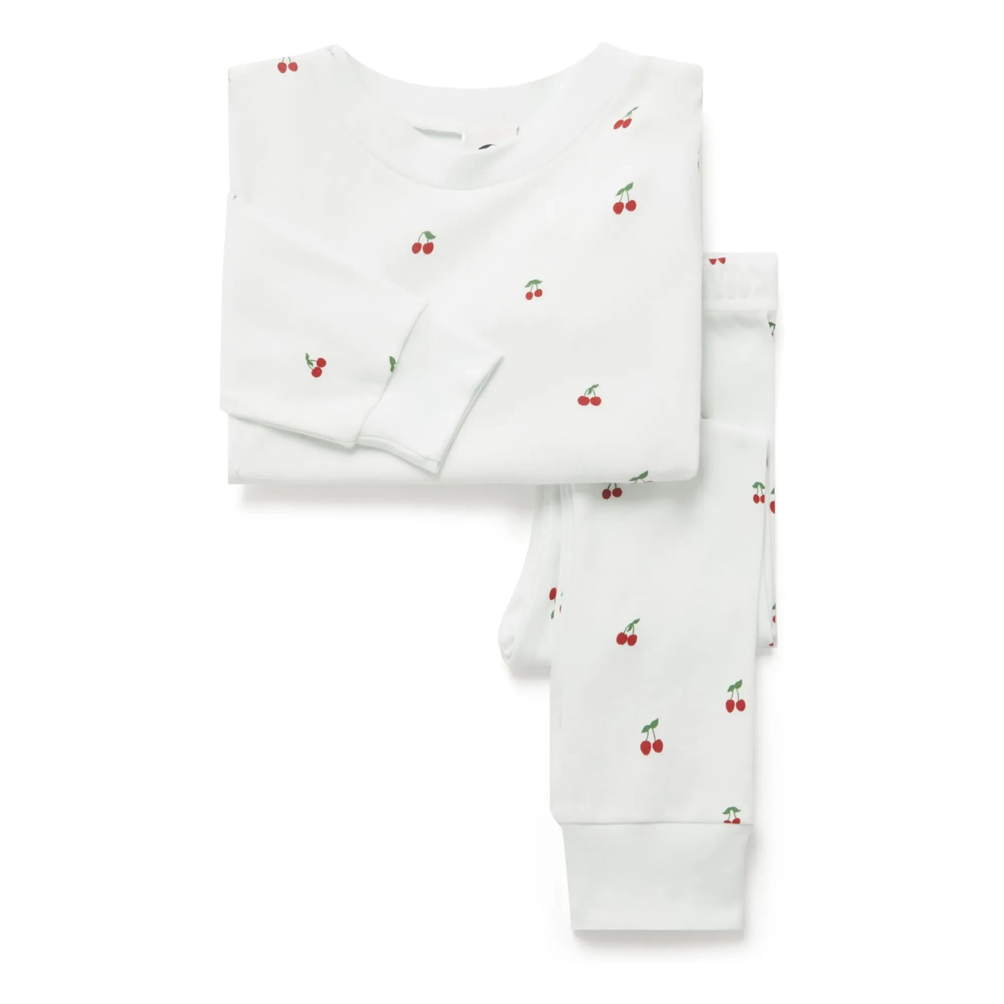 Sleepy Doe - Organic cotton cherry-patterned pajamas | White