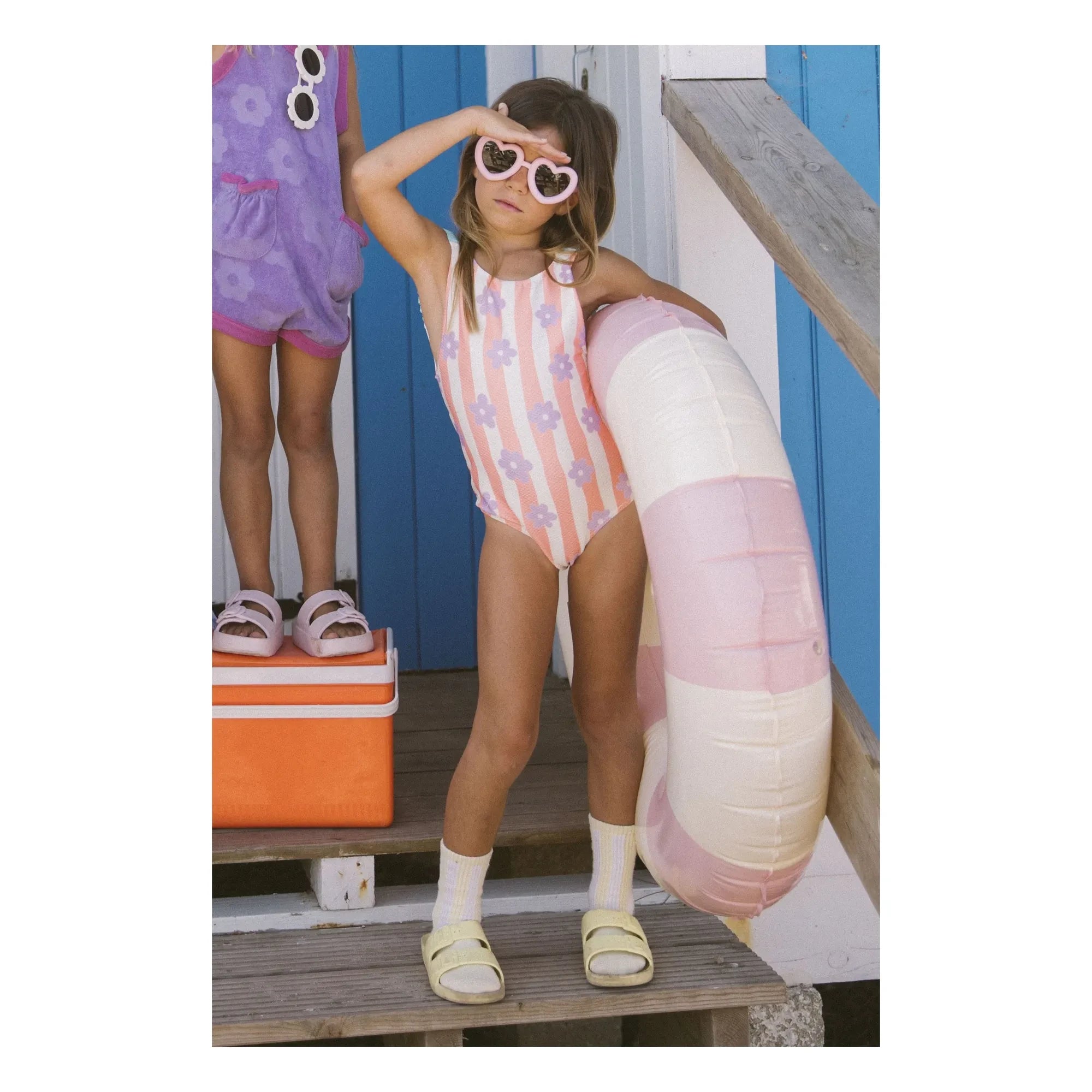 My First Cantê - Mel Fleurs Striped Textured Swimsuit | Pink