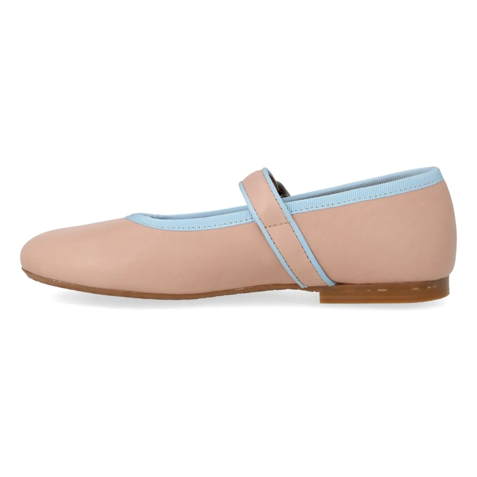 Angulus - Mary Jane Flats with Contrast Stripes | Light Pink