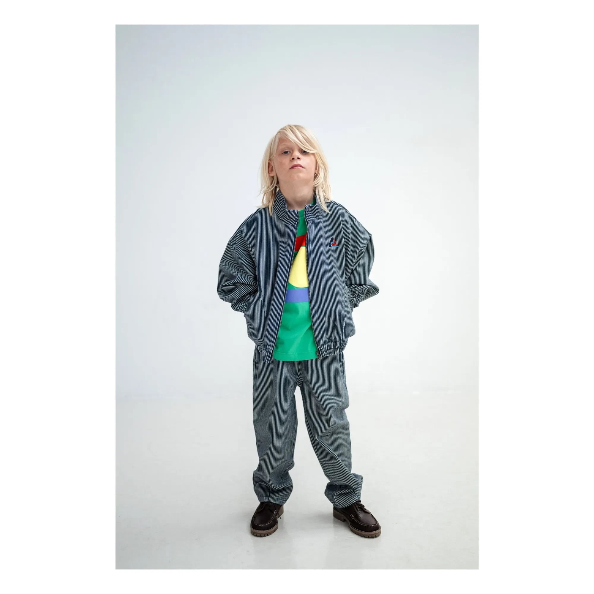 Repose AMS - Striped Elastic Waist Organic Cotton Pants | Blue