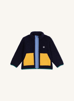 Petit Bateau - Midnight Blue Color-Block Sherpa Jacket