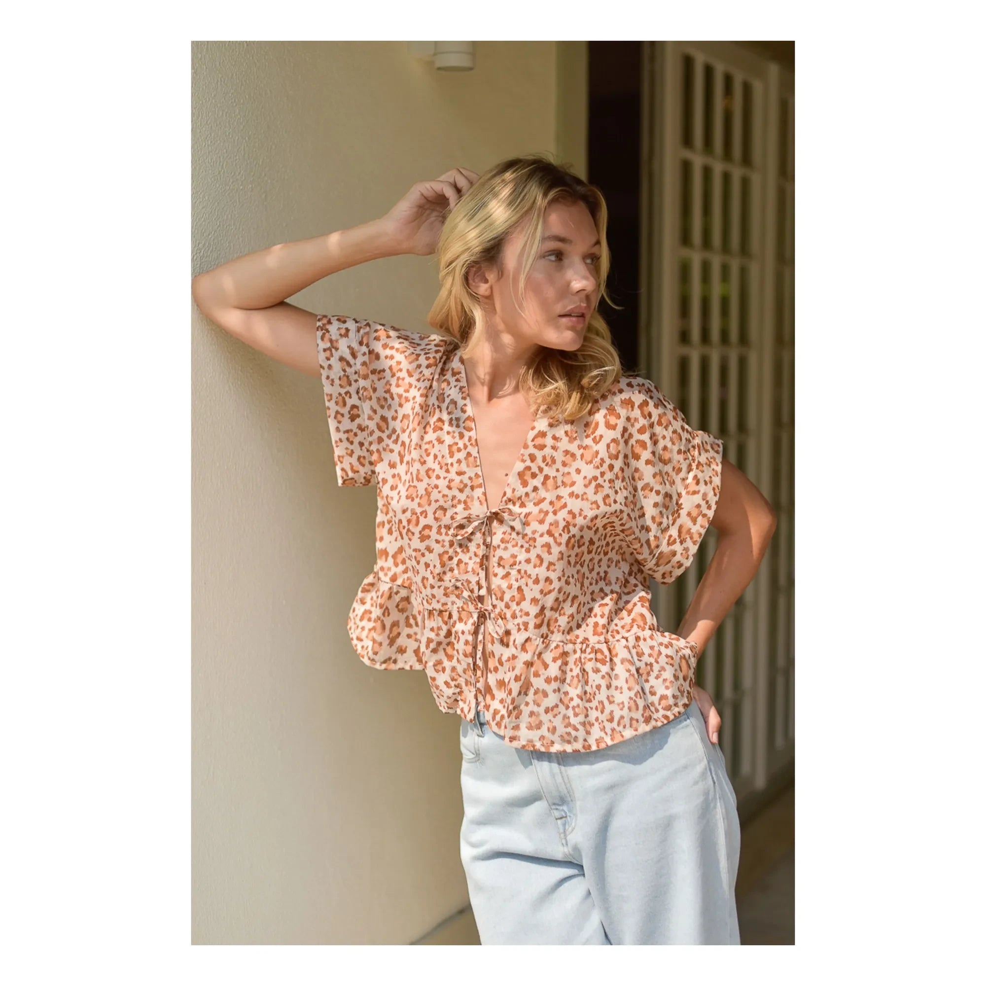Marlot Paris - Suzon Leopard Blouse Cotton Voile - Women's Collection | Light Pink