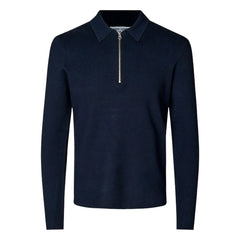 Samsoe Samsoe - Guna Long Sleeve Half-Zip Polo T-Shirt | Navy Blue