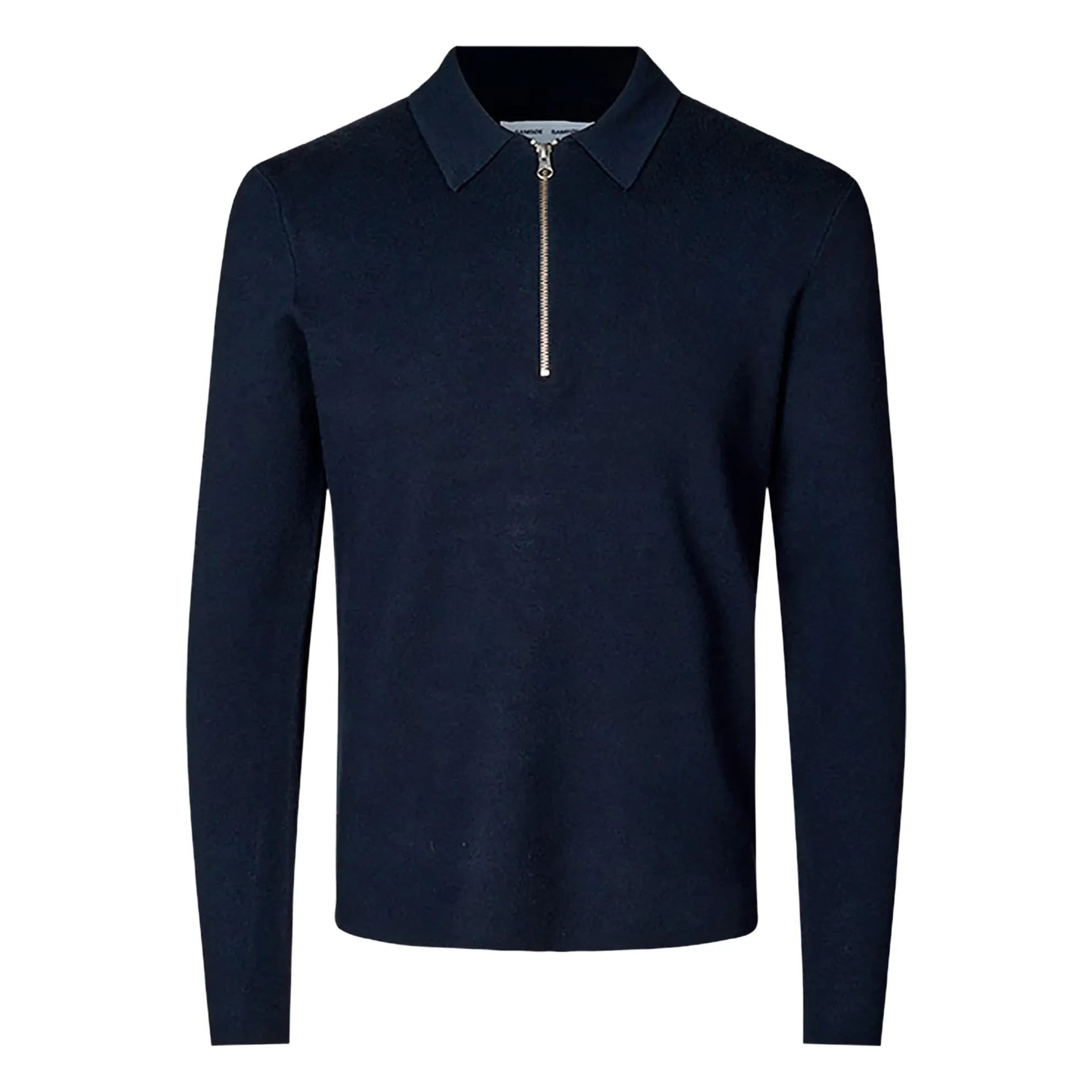 Samsoe Samsoe - Guna Long Sleeve Half-Zip Polo T-Shirt | Navy Blue