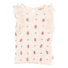 Búho - Embossed Strawberry Organic Cotton Top | Lychee Pink