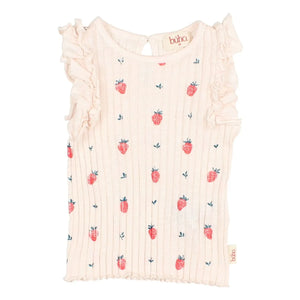 Búho - Embossed Strawberry Organic Cotton Top | Lychee Pink