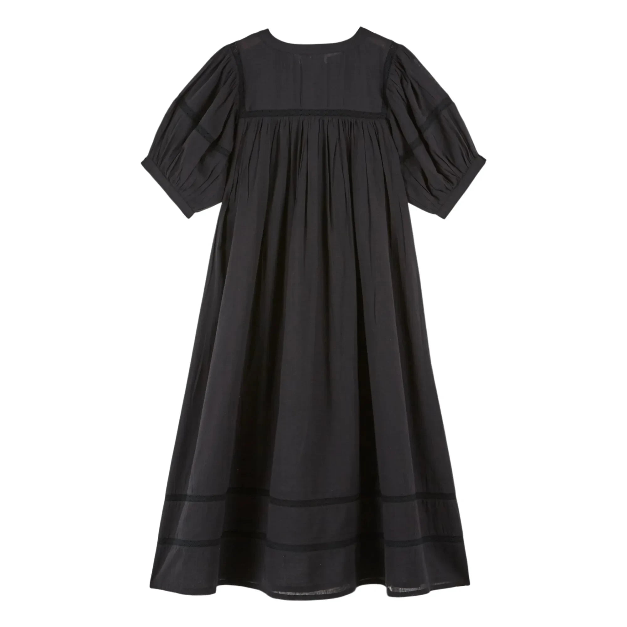 Emile et Ida - Lace Cotton Gingham Dress | Black