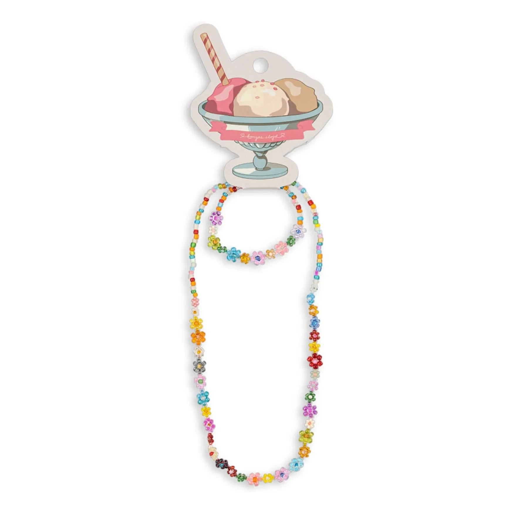 Konges Sløjd - Pink Flower Necklace and Bracelet Set