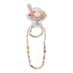 Konges Sløjd - Pink Flower Necklace and Bracelet Set
