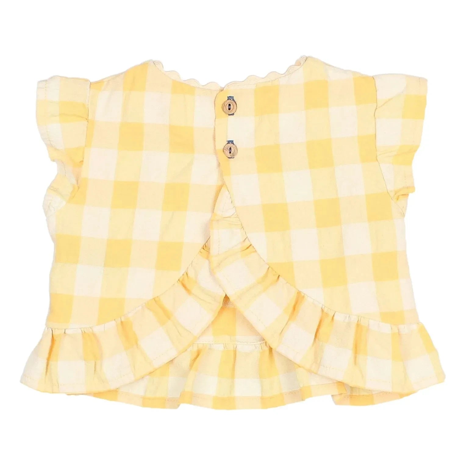Búho - Yellow Organic Cotton Seersucker Ruffled Top