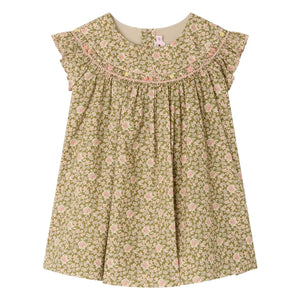 Bonpoint - Amantine Liberty Organik Pamuk Elbise | Yeşil
