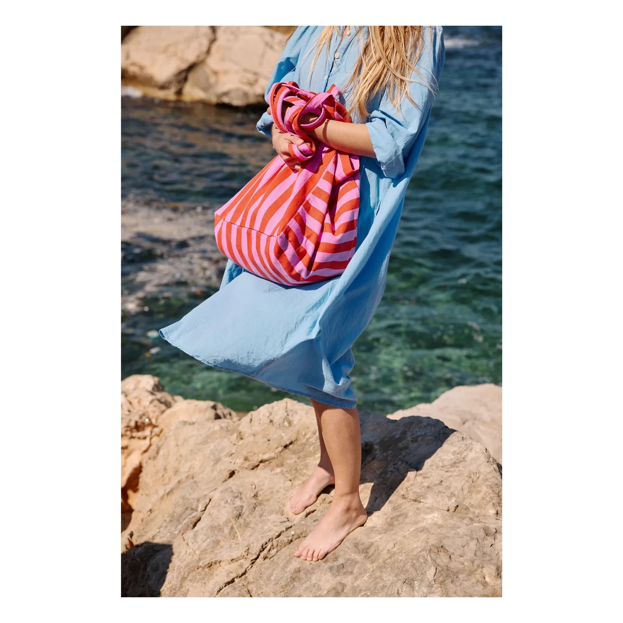 Rose in April - Elisa Striped Tote Bag | Pink