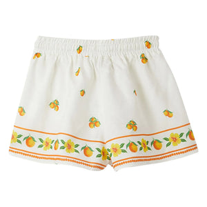 Fabula - Orange drawstring shorts | White