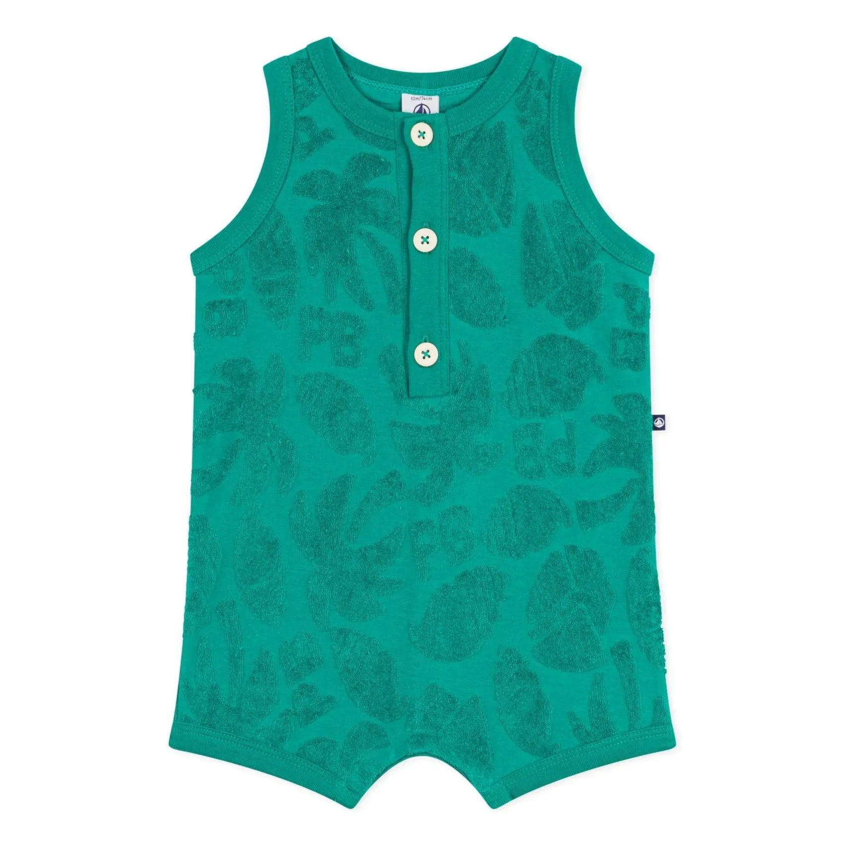 Petit Bateau - Organic Cotton Palm Towel Jumpsuit | Green