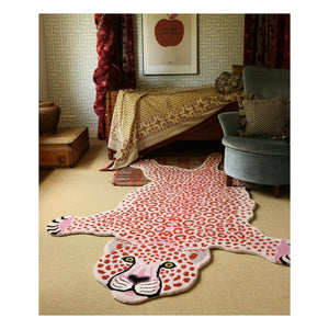 Doing Goods - Pink Wool Leopard Pattern Rug | Pink