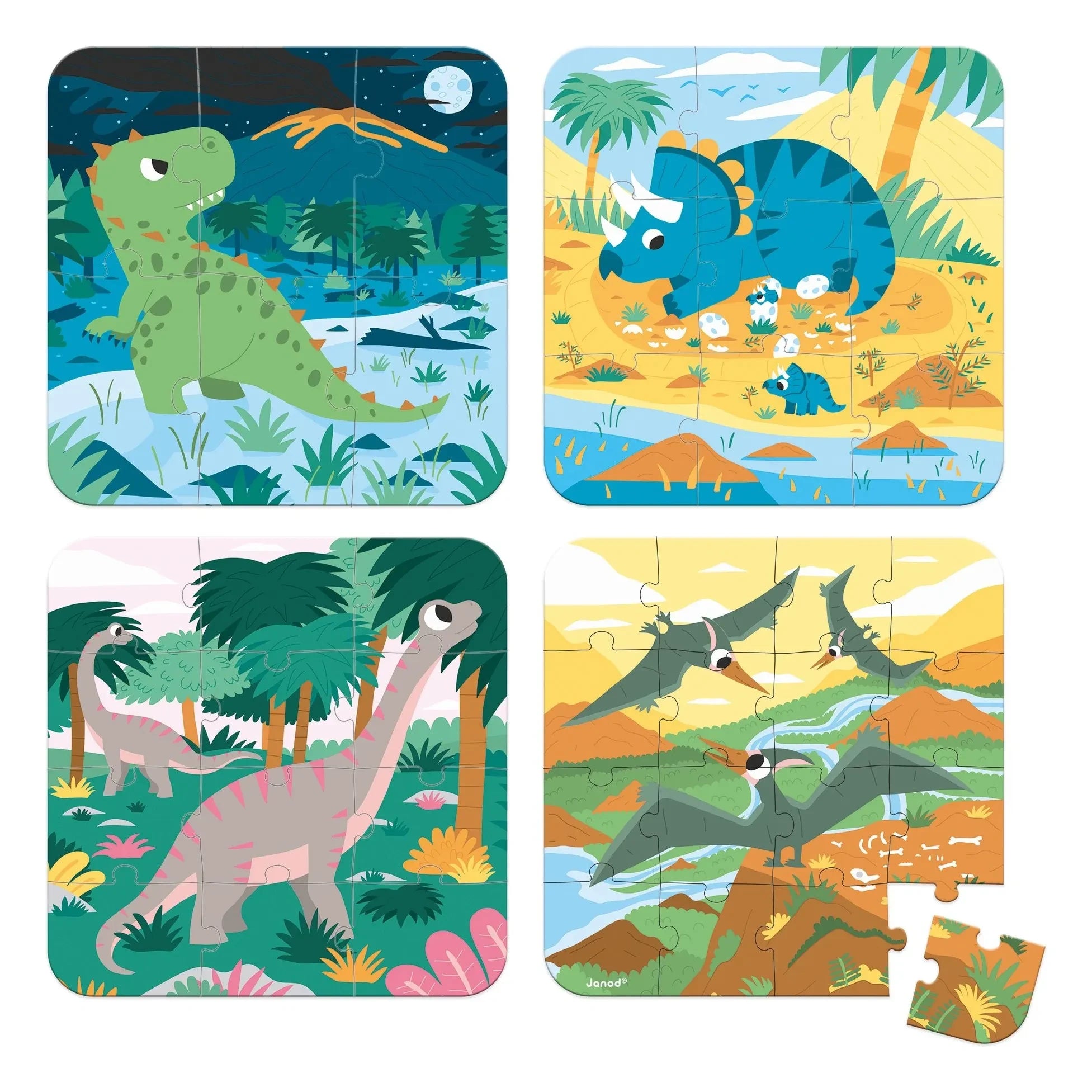 Janod - Dinosaur Evolution Puzzle - 4 Pieces