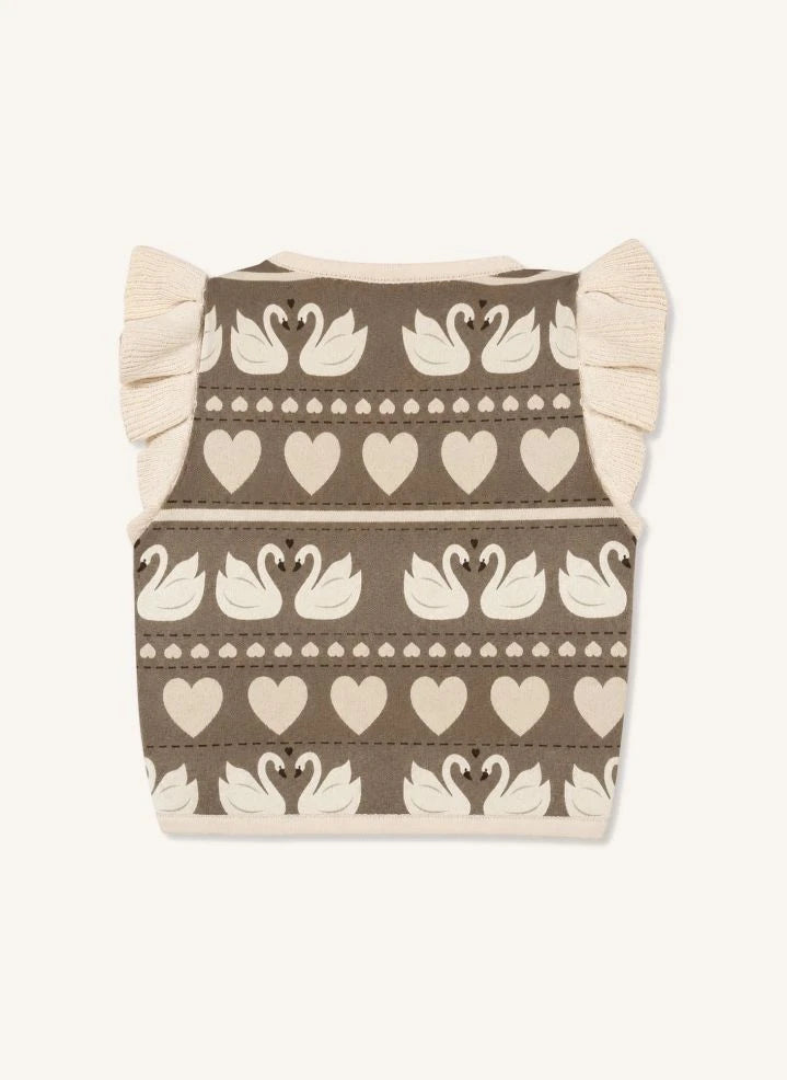 Fliink - Cute Swan Sleeveless Vest, Organic Cotton | Cream