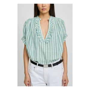 Laurence Bras - Dida Cotton Striped Blouse | Light Green