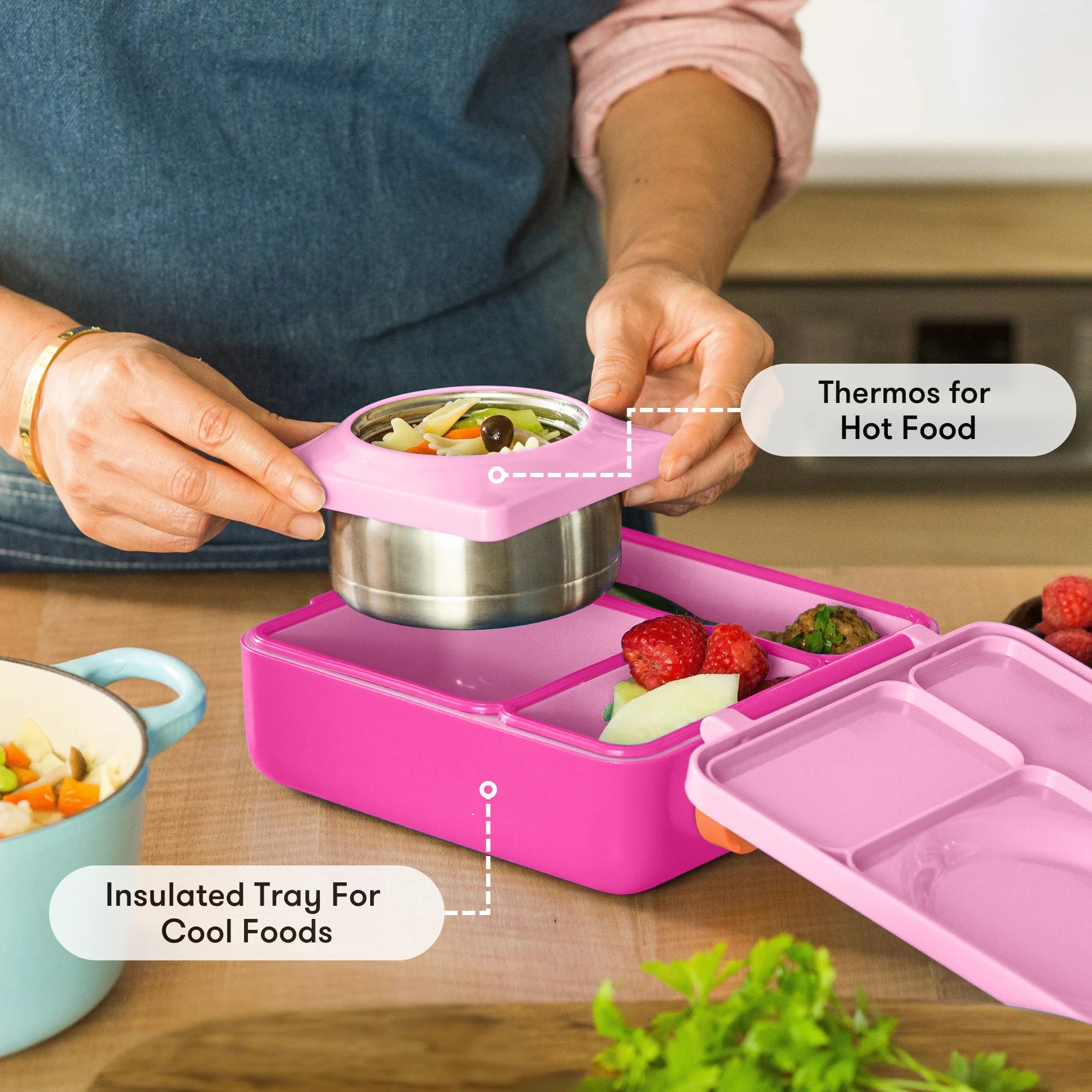 Omiebox - Heat Insulated Fairy Pink Bento Lunch Box