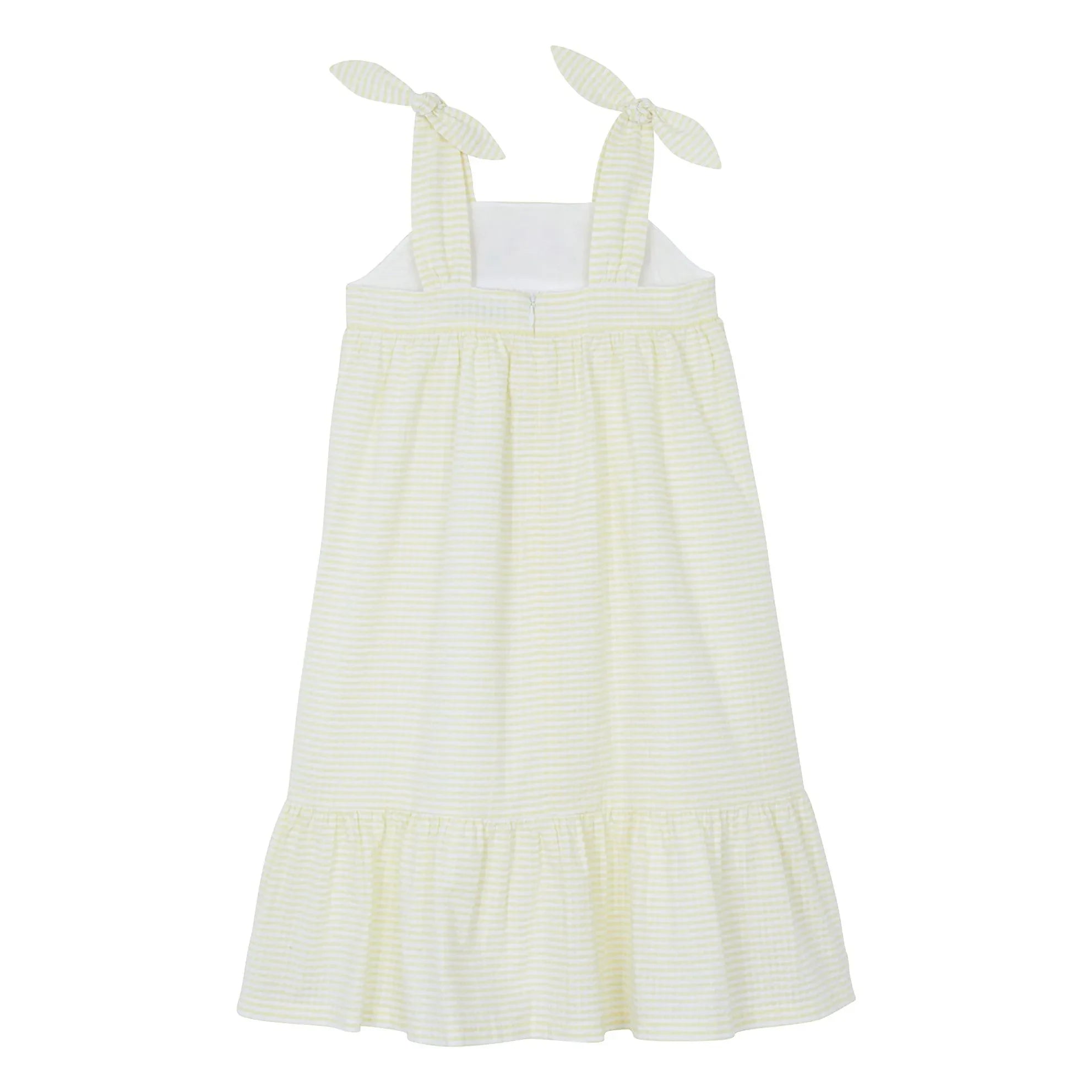 Tartine et Chocolat - Striped Embroidered Strapless Dress | Yellow
