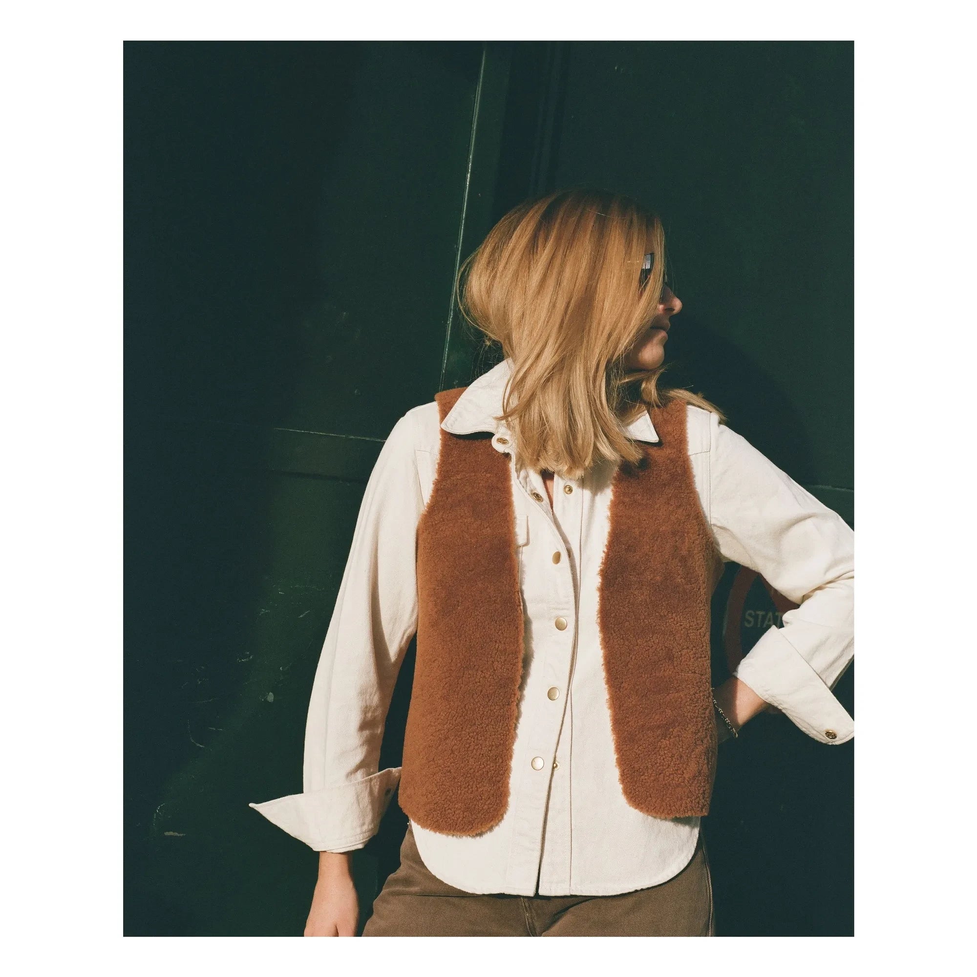 ILDA'S Sheep - Lamb Leather Merino Sleeveless Vest | Brown