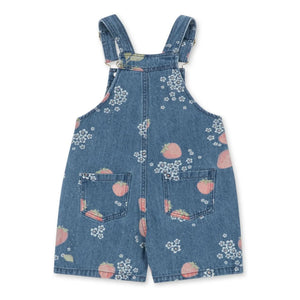 Konges Sløjd - Magot Denim Short Overalls | Strawberry Organic Cotton | Blue