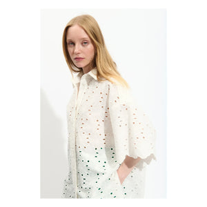 BELLEPIECE - Pio Cotton Embroidered Blouse | White