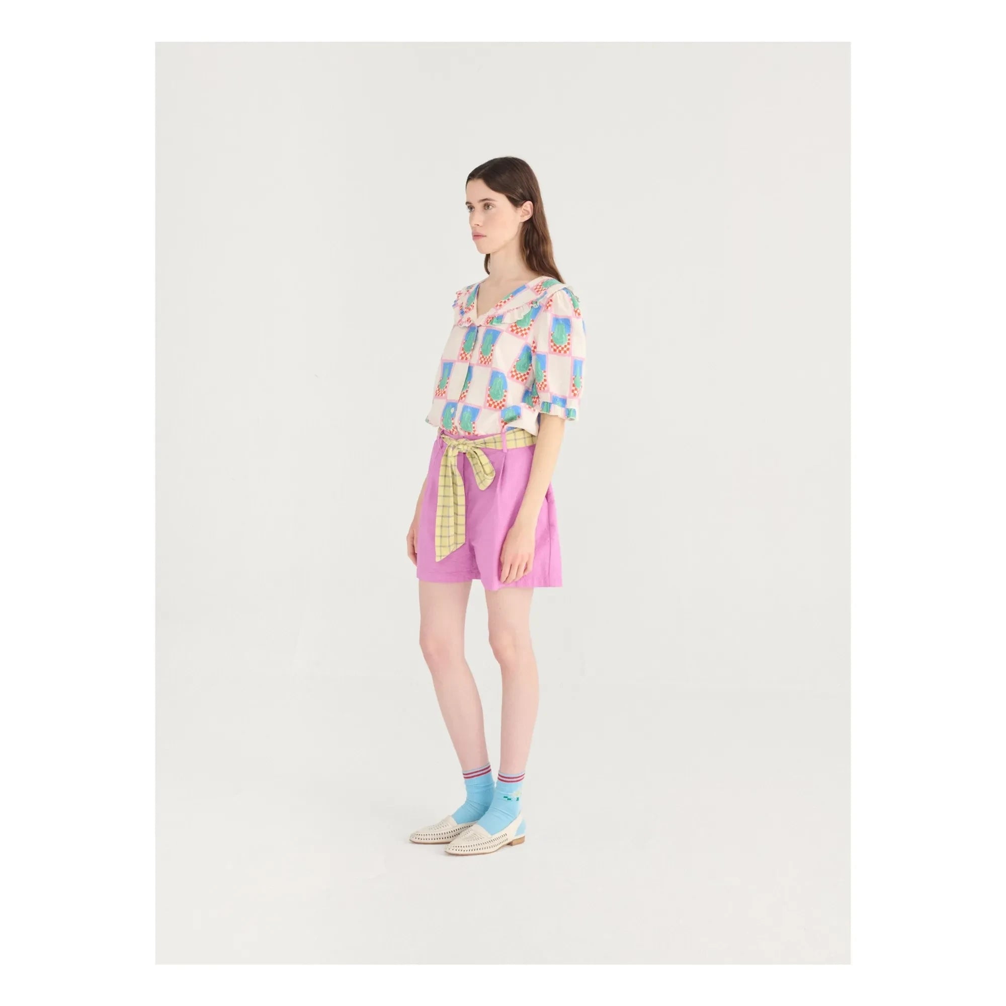 Bobo Choses - Purple Cotton Seersucker Puffed Shorts