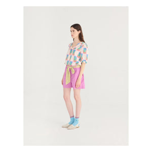 Bobo Choses - Purple Cotton Seersucker Puffed Shorts