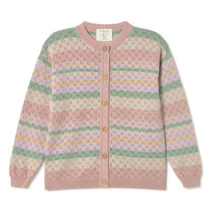 Coco au Lait - Striped Organic Cotton Cardigan | Pink