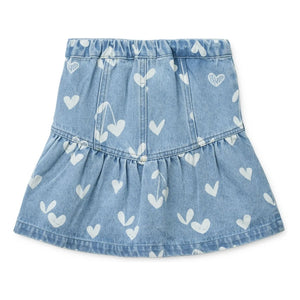 Liewood - Dayla Denim Skirt with Hearts | Light Blue