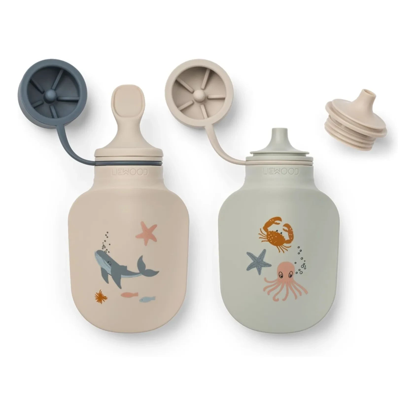Liewood - Lizzie Sippy Bottle - Set of 2 | Marine Life/Sandy