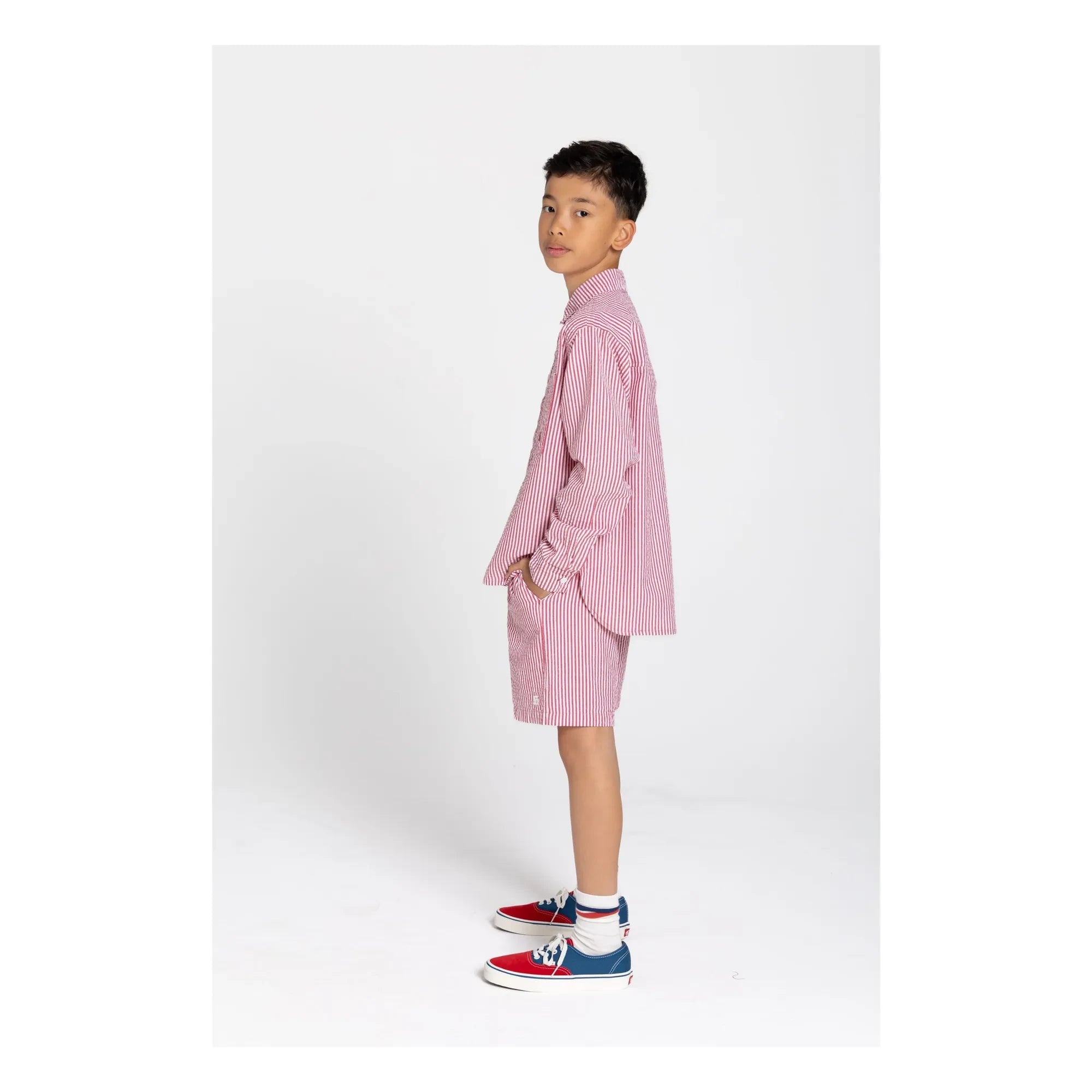 Smallable Kid - Striped Tom Shorts | Cherry Red